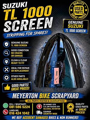 Suzuki TL 1000 Screen.  Meyerton Bike Scrapyard. New and secondhand spares. We stripping Bikes, Quad