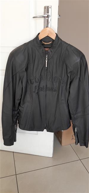 Ladies Black Leather Icon Moto Bikers Jacket