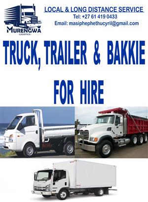 Bakkie, Truck and Trailer For Hire