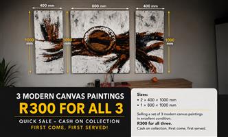 3 LARGE MODERN CANVAS PAINTINGS