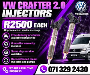 VW CRAFTER 2.0 INJECTORS FOR SALE WITH WARRANTY INCLUDED 