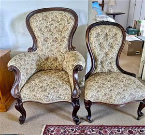 Antique grandfather & grandmother chair set