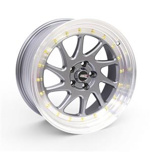 17″ TWC496 5/100 Gunmetal Machine Lip With Gold Rivets Alloy Wheels