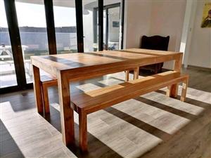 Kiaatwood tables and benches