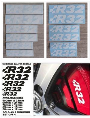 VW R32 brake caliper stickers decals and badges 