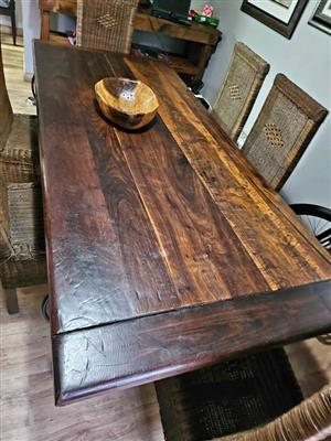 Rustic 6 seater table with 6 chairs.