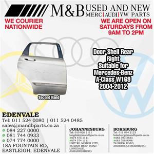 Door Shell Rear Right (Second Hand) Suitable for Mercedes-Benz A-Class W
