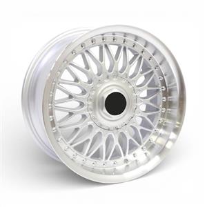 17″ TWC313 4/5/100 Silver Machine Lip With Silver Rivets Alloy Wheels