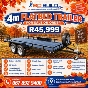 4m Flatbed Trailer for sale on order