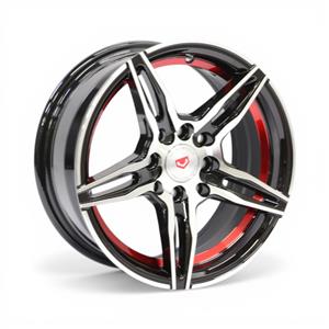 14″ QS-5004 4/100 & 4/114 Black Machine Face with Red Undercut Alloy Wheels