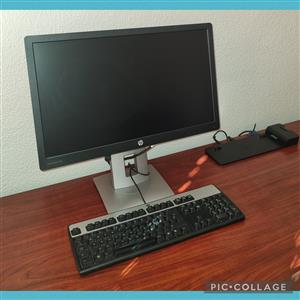 HP EliteDisplay E232 23-inch Full HD IPS Monitor, HP keyboard & docking station 