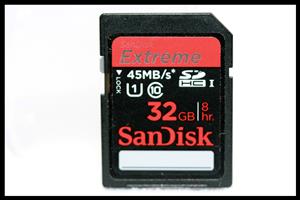 SanDisk Extreme 32GB SDHC - Class 10 at 45MB/s