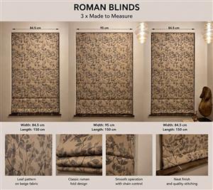 3 x Roman blinds . Collection in Bedfordview