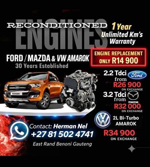 Ford Ranger, Mazda,Amarok reconditioned engines