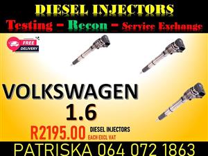 GET YOUR VOLKSWAGEN 1.6 DIESEL INJECTORS NEW OR RECON