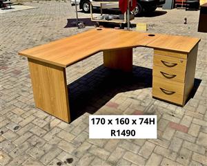 OFFICE LSHAPE DESK WITH DRAWER CABINET