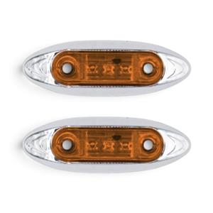 Universal Cressida Orange & Chrome Oval LED Side Marker - 100x33mm (Pair)