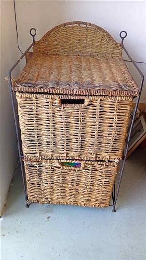 Wicker pedestal drawers
