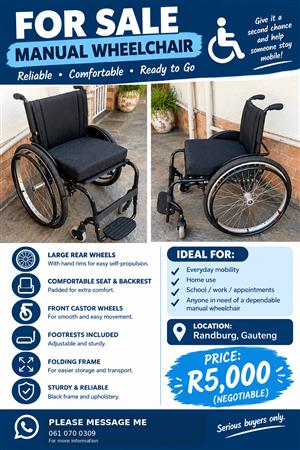 FOR SALE: MANUAL WHEELCHAIR 