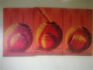3 piece  African  paintings 