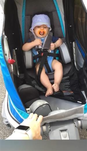 Thule pram complete with bike and car seat attachment 