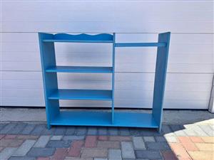 Wooden blue bookshelf