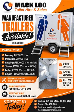 Trailer Toilets For Hire & Sale