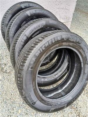 Four Michelin 225/60 R17 Tyres in a Stack