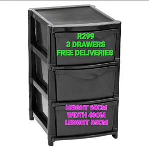 3 DRAWERS WITH FREE DELIVERIES