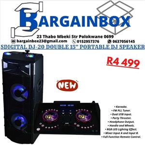 SDIGITAL DJ-20 DOUBLE 15" PORTABLE DJ SPEAKER