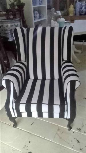 SPECTACULAR  WINGBACK CHAIR - BRAND NEW - QUEEN Anne legs - Polo effect piping detail- 