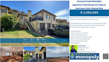 Spacious 3 Bedroom Townhouse in Seemeeu Park, Hartenbos