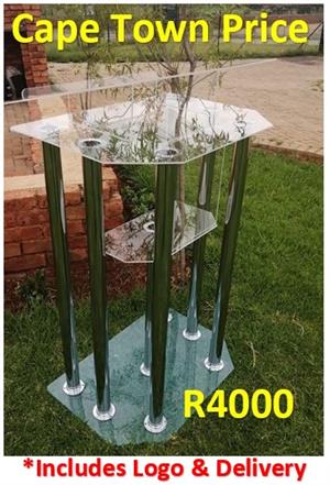 Elegant 6 Legged Silver Tubes Perspex Double Top Pulpit