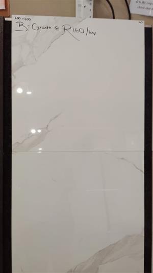Cararra Marble look Polished Porcelain Tiles B Grade