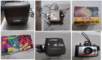 Collectible old 8mm movie projector, video recorder and camera an other items