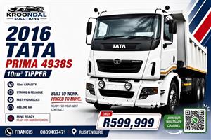 2016 Tata Prima 4938S 10 cube tipper truck