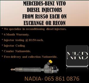 Mercedes Benz Vito diesel injectors for sale on exchange or recon and test repor