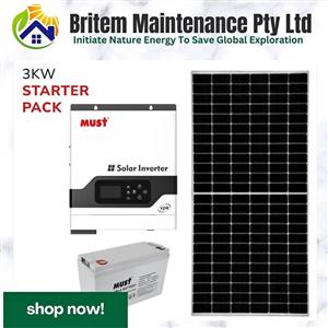 3KW Must – For Basic Two Rooms Solar Pack with100ah Gel Batteries
