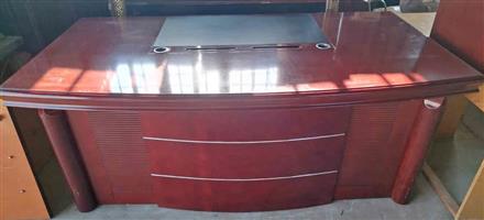 Complete executive office furniture set in a rich mahogany finish