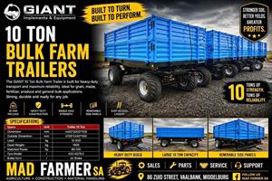 New Giant 10 ton bulk trailers for sale at Mad Farmer SA