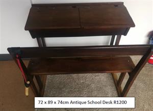 Antique wooden school desk.
