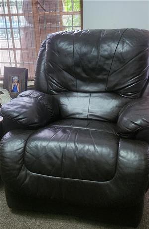 Genuine leather dark brown recliner chair. Super-comfy.