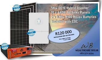 DEYE 5 kW Hybrid inverter 10×460W panels 2×5.1 kW R100 Revov Batteries