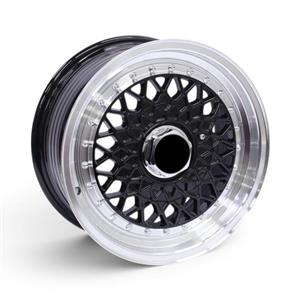 15″ NDT-442 4×100 & 4×114 Black with Silver Lip & Rivets Alloy Wheels
