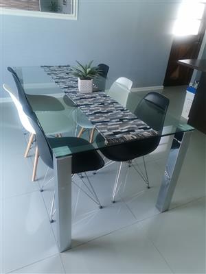 Glass Dining Table 1800x900mm with 6 Chairs  