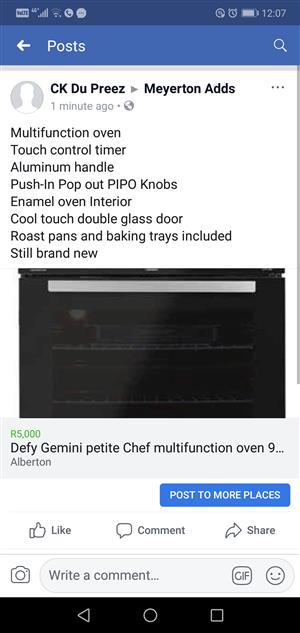 Defy Gemini petite Chef multifunction oven