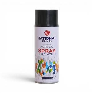 National Paints Fast Drying Acrylic Spray 400ml (Gloss Black)