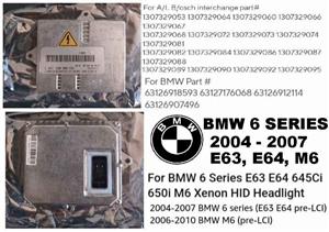 2004 - 10 BMW E63 E64 Headlight Xenon Ballast control module