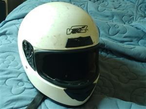 White motorcycle helmet