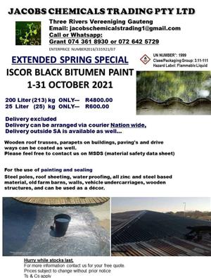 Iscor Black Paint - Bitumen 200liter drum 